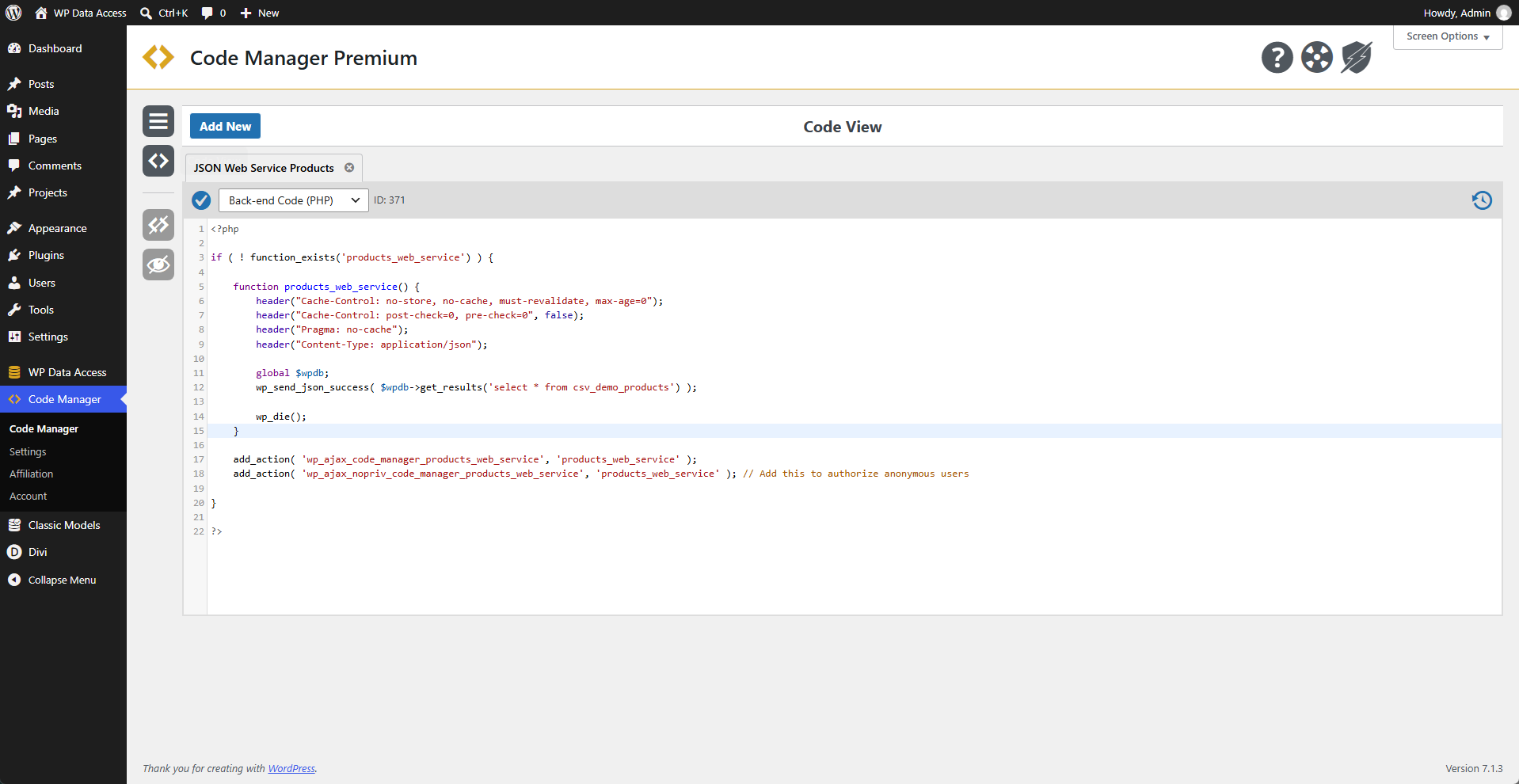 Code Manager - Back-End Code